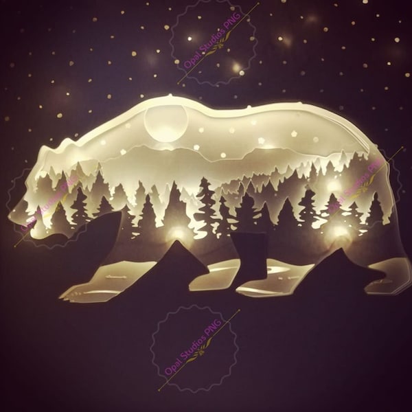 forest brown black polar bear wildlife nature scenery papercutting 3d shadowbox light box SVG PNG DXF digital Cricut template- Personal forest brown black polar bear wildlife nature scenery papercutting 3d shadowbox light box SVG PNG DXF digital Cricut template- Personal