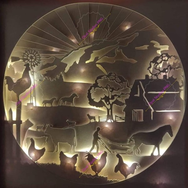 farm barn animals ranch farming horse papercutting 3d shadowbox shadow box light box SVG PNG DXF digital Cricut template - commercial