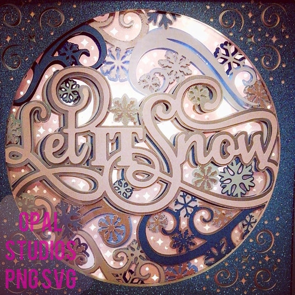 vintage Let it snow 2 Christmas winter shadow box snowflake papercutting 3d shadowbox light box SVG PNG DXF digital Cricut template vintage Let it snow 2 Christmas winter shadow box snowflake papercutting 3d shadowbox light box SVG PNG DXF digital Cricut template