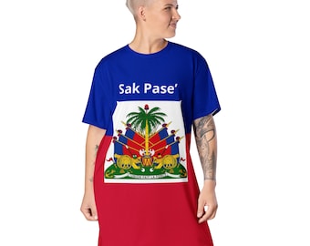 Sukienka T-shirt z flagą Haiti