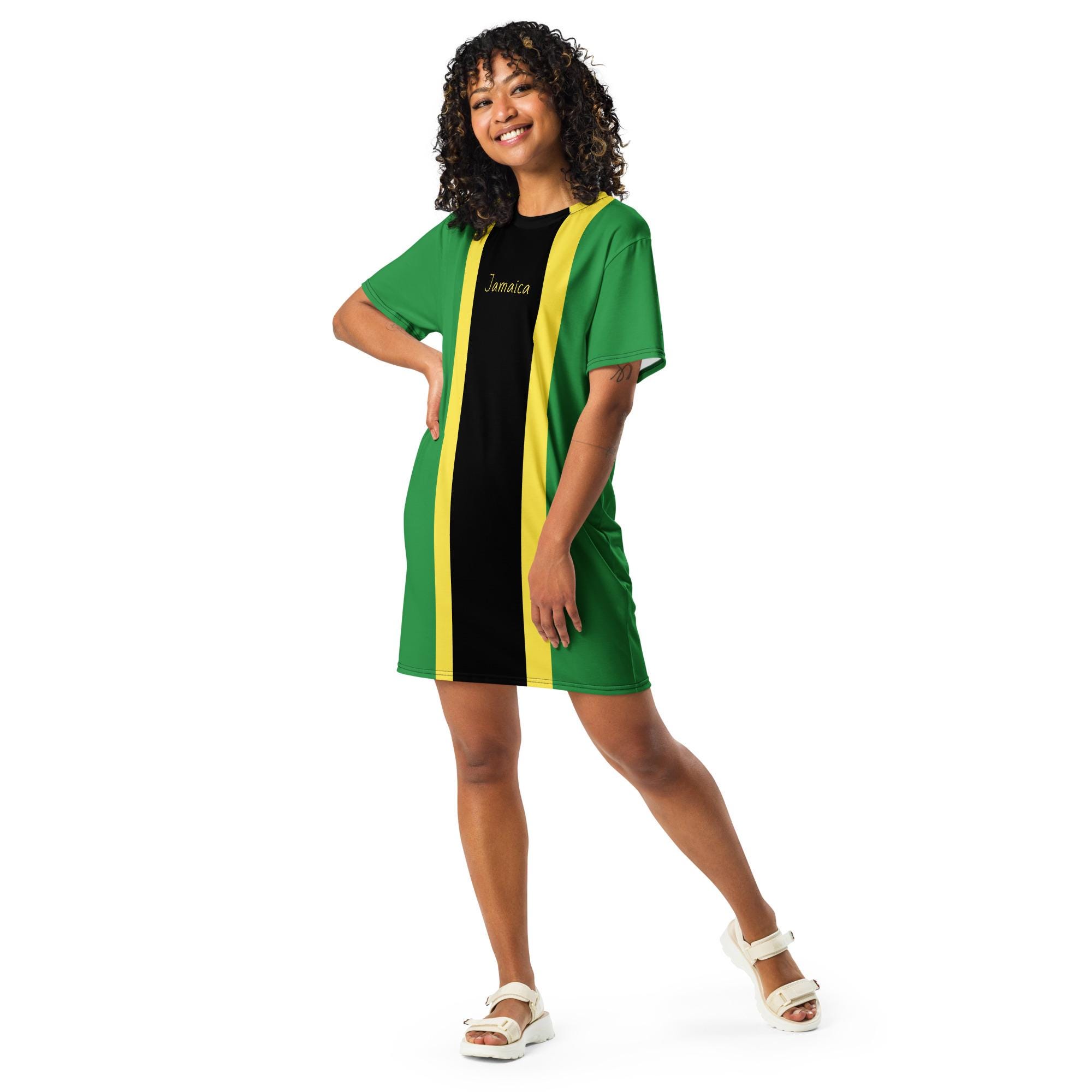 jamaican t shirt dress Jamaica flag T-shirt dress