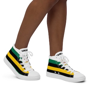 Jamaica flag coat of arms Women’s high top canvas sneakers casual shoes