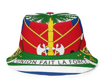 Haiti flag Coat of arms Reversible bucket hat