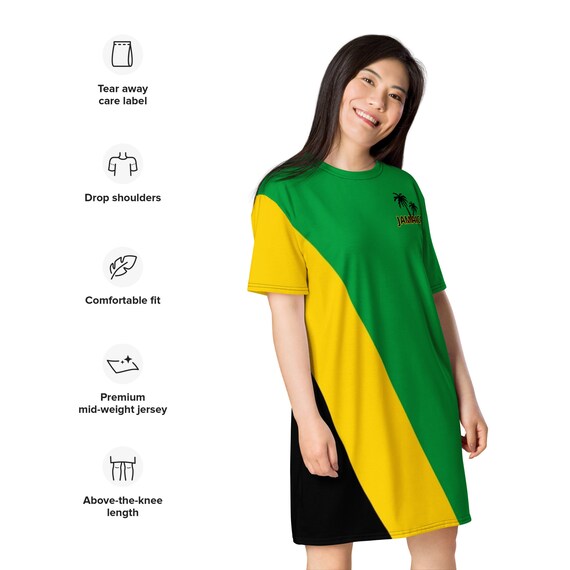 jamaican t shirt dress Jamaica Black tshirt dress S-M