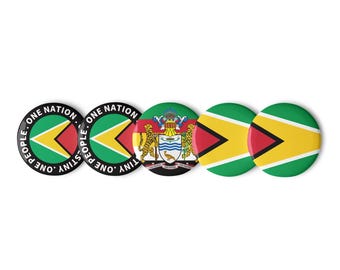 Set di 5 spille con bandiera della Guyana