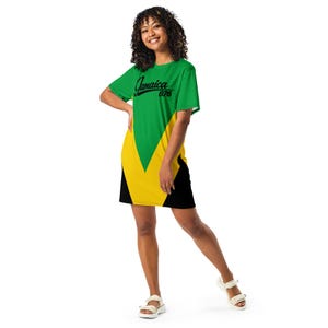 jamaican t shirt dress Jamaica Black tshirt dress S-M