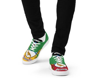 Guyana flag Men’s lace-up canvas sneakers casual shoes