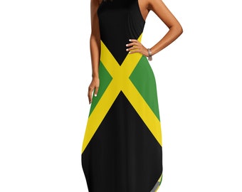 Jamaica flag Women&#39;s Elegant Sleeveless Party Dress