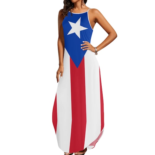Puerto Rico flag Women's Elegant Sleeveless Party Dress