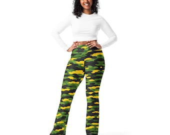 Jamaica flag colors camo print Flare leggings