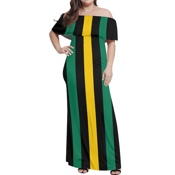 chinese dress ladies Jamaica tyedye flag dress – EverythingJamaica main image 1
