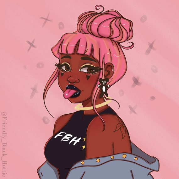 Baddie Cartoon Black Girl Drawing
