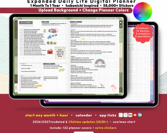 Hobonichi Techo Plus Digital Planner 2026 2027, GoodNotes iPad Android Notability, Start Any Month + Hour, Undated Lifetime