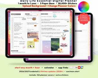 Hobonichi Digital Planner 2026 2027, GoodNotes Notability iPad Android, Undated, Lifetime, Start Any Month, Custom Hour