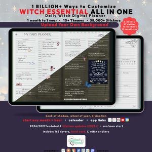 Witch Digital Planner Bundle 2026 2027, Dark + Light Grimoire, Book of Shadows, GoodNotes iPad, Undated, Lifetime, Start Any Month + Hour