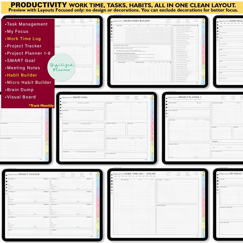 ADHD Digital Planner 2026, undated, lifetime: Custom Daily Habit & Stress for iPad Android GoodNotes