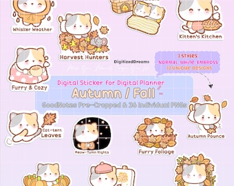 Autumn Kitty Cat Stickers: Fall Planner, GoodNotes (Digital Download)