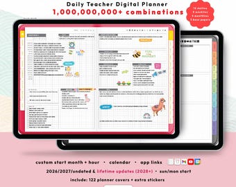 Teacher Hobonichi Digital Planner 2026, UNDATED, iPad & Android Tablet, GoodNotes Planner, Academic Class Study