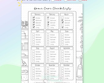 Cleaning Tracker Printable, Chore Chart Checklist, Printable Planner Template Bullet Journal Page