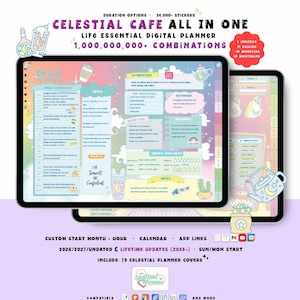 Digital Planner 2026, 2027, Undated, Custom Personalize iPad Tablet Android Planners, Pastel GoodNotes Café
