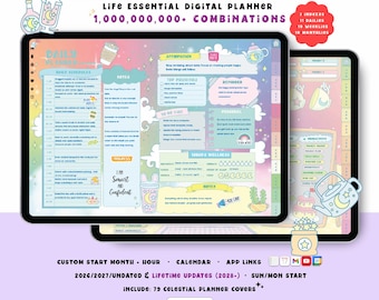 Digital Planner 2026, 2027, Undated, Custom Personalize iPad Tablet Android Planners, Pastel GoodNotes Café
