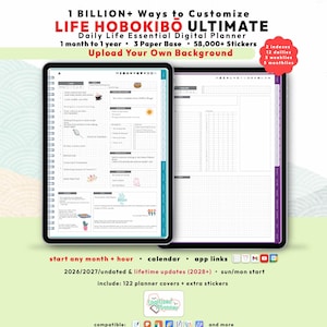 Hobonichi Digital Planner 2026 2027, GoodNotes Notability iPad Android, Undated, Lifetime, Custom Start Month + Hour, Portrait