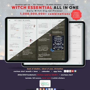 Witch Digital Planner 2026, Bundle: Custom Daily iPad GoodNotes, Grimoire, Wicca, Book of Shadow