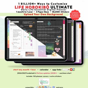 Hobonichi Digital Planner Bundle 2026 2027, Dark + Light, GoodNotes iPad Android, Undated, Lifetime Updates, Start Any Month + Hour