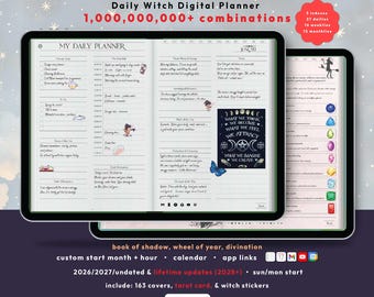 Witch Digital Planner 2026, 2027, Custom iPad GoodNotes Witchy Grimoire Wicca Book of Shadow