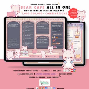 Bear Digital Planner 2026, 2027 Undated Cozy Daily Custom iPad & Android Planner, GoodNotes Productivity