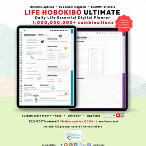 Hobonichi Digital Planner 2026 Undated Lifetime: Daily Customizable iPad GoodNotes Android Planner Potrait