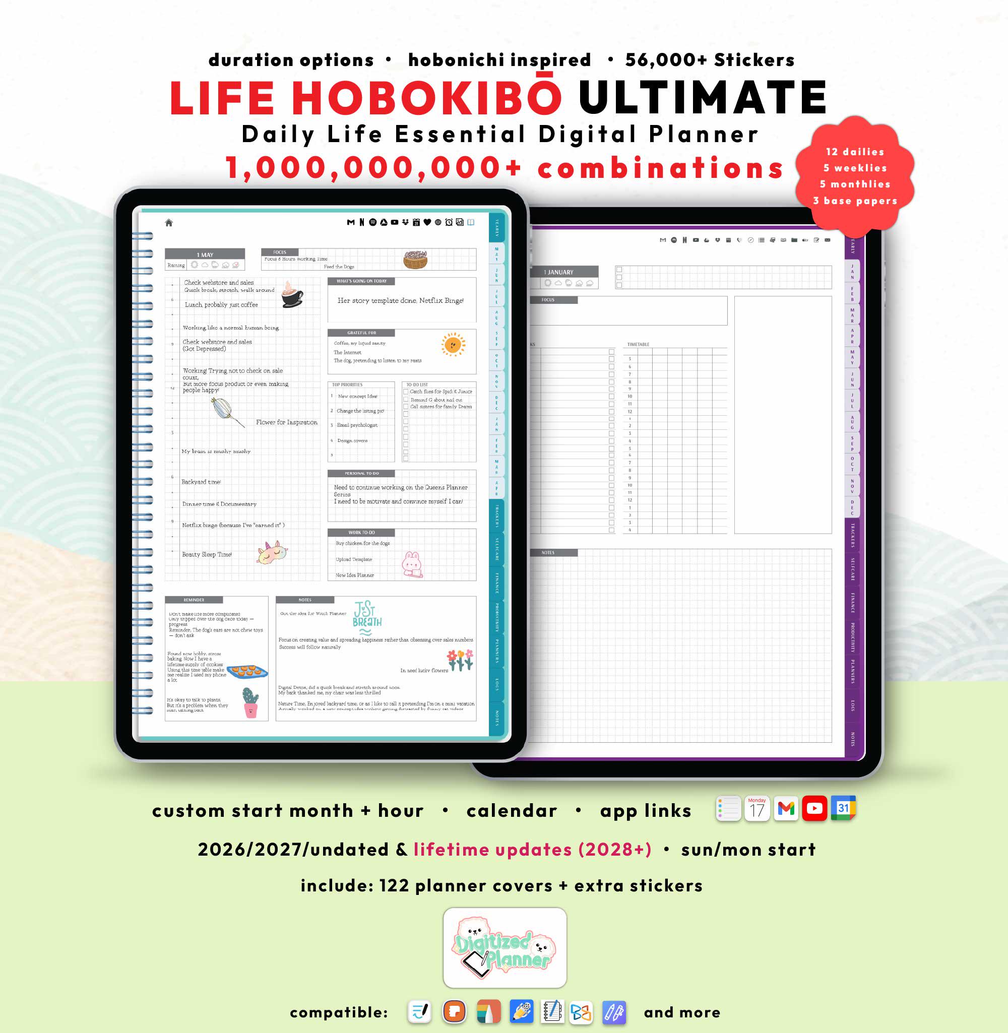 Hobonichi Digital Planner 2026 2027, Goodnotes Notability iPad Android ...