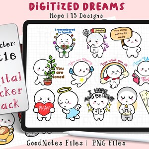 Cute cutie hope and pray for ipad GoodNotes digital stickers for digital planner, sticker goodnotes, daily bujo download kawaii png sticker