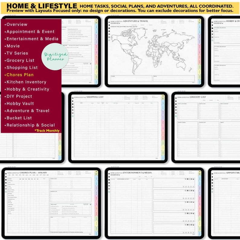 ADHD Digital Planner 2026, undated, lifetime: Custom Daily Habit & Stress for iPad Android GoodNotes