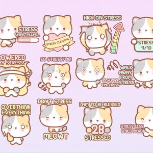 Stressful kitty cat Digital Sticker Pack, cat goodnotes stickers, anxiety planner sticker, printable mental health sticker, cute cat sticker