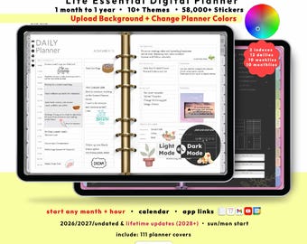 Digital Planner 2026 2027 lifetime, daily weekly monthly planner, iPad Android, GoodNotes Notability, custom start month + hour