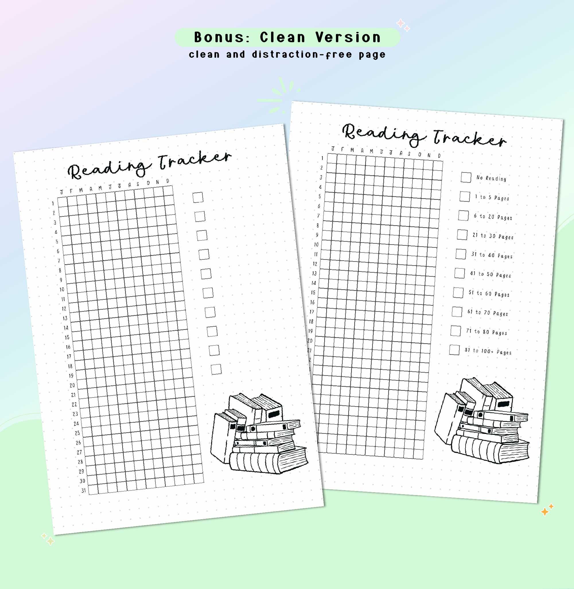 Reading Tracker Printable, Yearly Book Log Journal Page Count, Read ...
