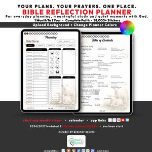 Digital Bible Study Planner 2026 2027, Christian Prayer Journal, Goodnotes Templates, Scripture Reading Log, Sermon Notes & Faith Reflection