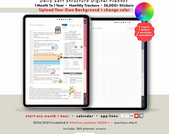 Tracker Simple Digital Planner 2026 2027, GoodNotes iPad Android, Habit Budget Project Planner, Start Any Month & Hour