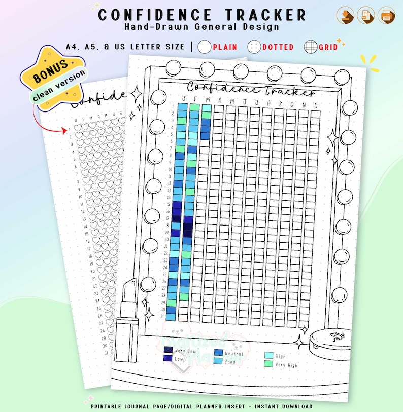 Confidence Tracker Printable, Self Esteem Log, Growth Mindset Trackers ...