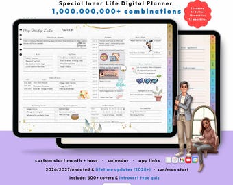 Introvert Life Digital Planner 2026 Undated, lifetime, custom daily planner, iPad Android, GoodNotes, mindfulness