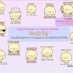 Duck Curse digital sticker pack, ipad angry duck sticker, cute duck sticker, duck planner printable sticker, decor duck goodnotes stickers