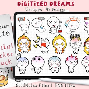 Digital Planner Sticker: Cute Cutie unhappy stress for ipad GoodNotes digital sticker, goodnotes, daily digital planner, notability sticker