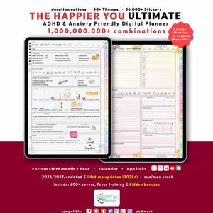ADHD Digital Planner 2026 Lifetime: Customizable Anxiety & Habit Tracker GoodNotes, iPad, Android PDF Download