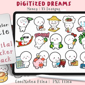 Digitaler Planer: Cute Cutie Payday Money Journal, ipad GoodNotes digitale Sticker digitale Planer, täglicher Bujo Download kawaii png Sticker