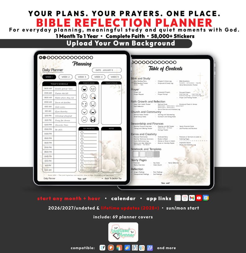 Digital Bible Study Planner 2026 2027, Christian Prayer Journal, Goodnotes Templates, Scripture ...
