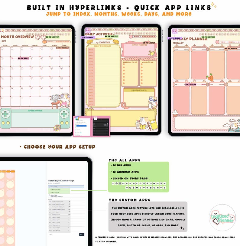 Cat Digital Planner 2026, 2027, Undated Custom Android iPad Goodnotes ...