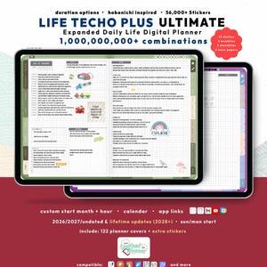Hobonichi Techo Plus Digital Planner 2026 2027, GoodNotes iPad Android Notability, Start Any Month + Hour, Undated Lifetime