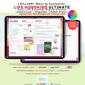 Hobonichi Digital Planner 2026 2027, GoodNotes Notability iPad Android, Undated, Lifetime, Start Any Month, Custom Hour