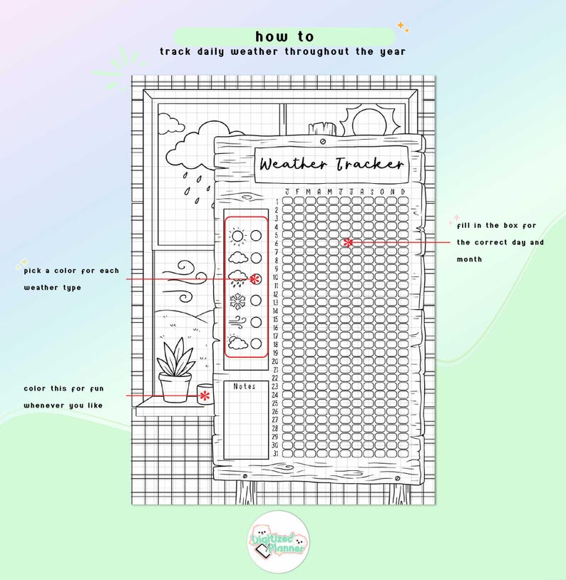 Weather Tracker Assignment Weather Tracker Printable, Yearly Weather Log, Seasonal Bullet Journal ...
